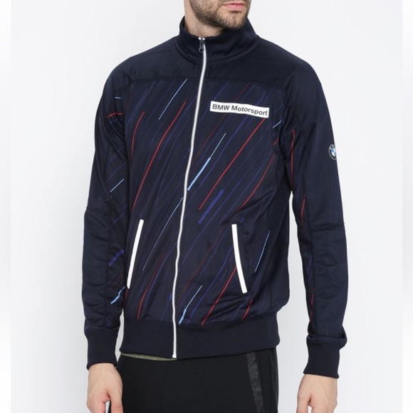 Puma BMW Blue and Red Performance Jacket with Stand-Up Collar size L - Picture 1 of 10